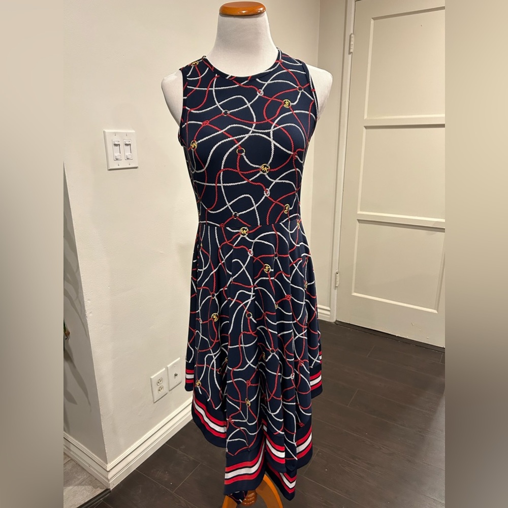 Michael Kors Red, White, and Blue Sleeveless MIDI